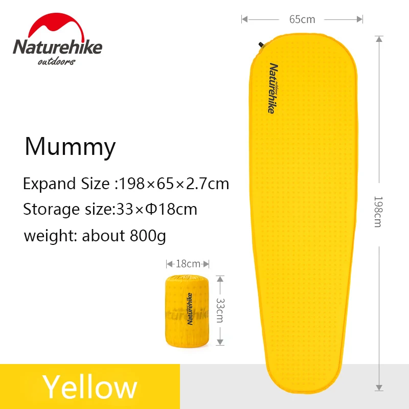 Yellow-NH19Q035-D Naturehike Кемпинг Самонадувающийся одиночный коврик открытый ультра-светильник Губка Подушка портативный спальный коврик для диких палаток Пешие прогулки дома - Цвет: Yellow-NH19Q035-D