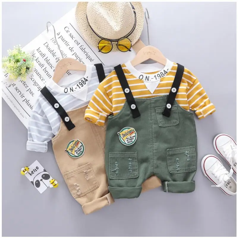 Комплекты одежды для малышей комплекты маленьких мальчиков футболка в полоску