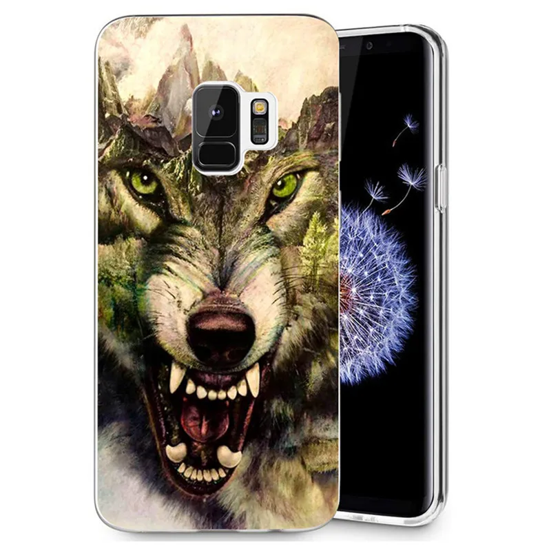 For Samsung Galaxy S9 S8 Plus J5 J7 S7 edge Note 8 J320 J530F J720 A3 A5 2016 TPU Silicon Colorful Wolf Cool Cover Case D104 |
