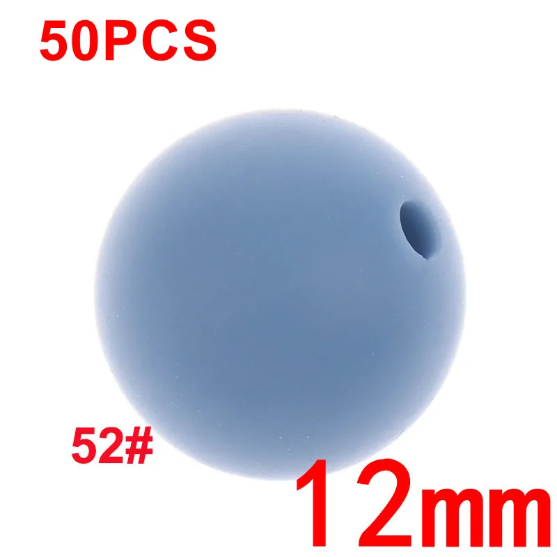 52Powder blue 50 шт Круглые силиконовые бусины для прорезывания зубов 12 мм детские игрушки для прорезывания зубов Diy Bpa бесплатно бусины для прорезывания зубов медсестры ожерелье 23 Цвета - Цвет: 52Powder blue