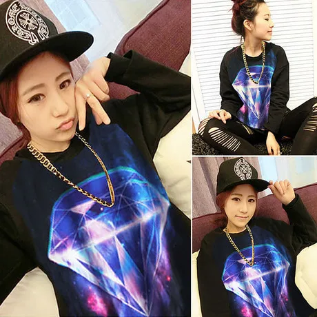 2015 New Spring women's autumn Star Universe Symphony diamond women hoodies sweatshirts womens pullover WY062|pullover sweatshirt women|pullover