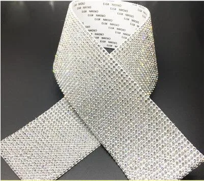 Sliver 20 ROW 60CM Алюминий стекло кристалл сетка аппликация самоклеющиеся сетчатый страз окантовка в рулоне для свадебных платьев ремесла SOWOO - Цвет: Sliver 20 ROW 60CM