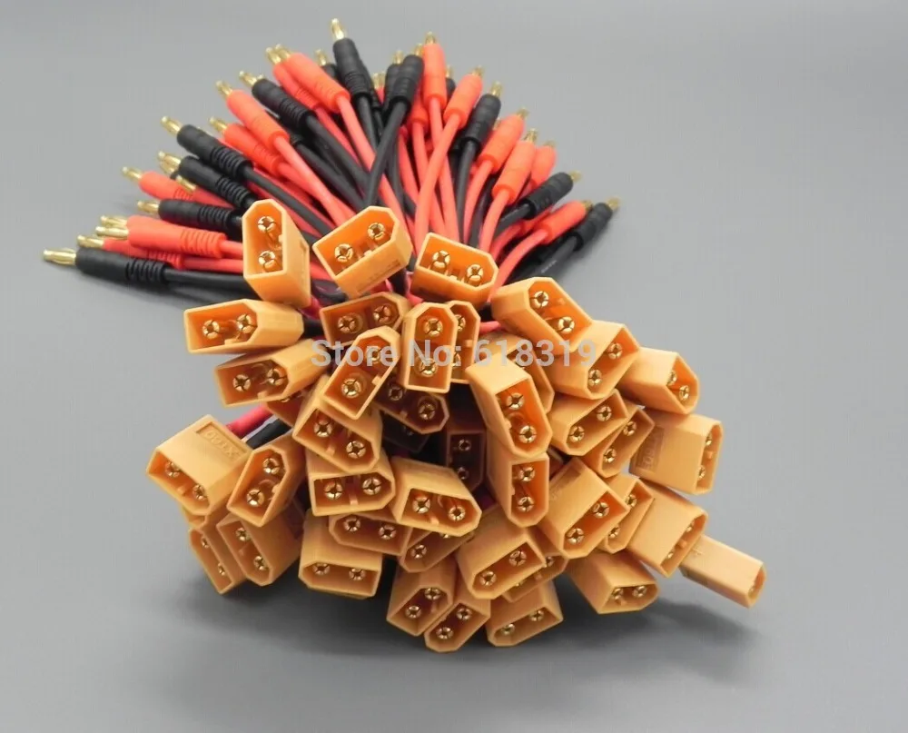 The High Performance 50pcs/a Lot XT90 With 4.0mm Banana Connector 14AWG 150MM Cable Solar