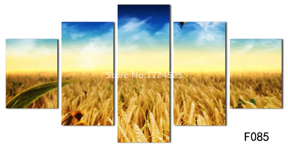 

CLSTROSE 5 Pieces Unframed Gold Field Scenery Canvas Painting Pastoral Landscape Picture Canvas Art Home Decor For Living Room