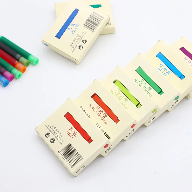 60 adet/grup 12 farklı renk kartuşu Jinhao dolma kalem 2.6mm evrensel mürekkep sarf malzemeleri kırtasiye ofis okul malzemeleri A6294