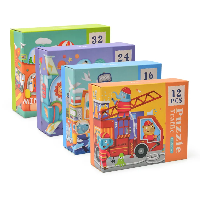 4 sets Traffic theme 16 компл. 348 шт. дикий ферма Зоопарк Лес sealife животных Пазлы Дети Развивающие игрушки детские дошкольные день рождения, Рождество прекрасный подарок - Цвет: 4 sets Traffic theme