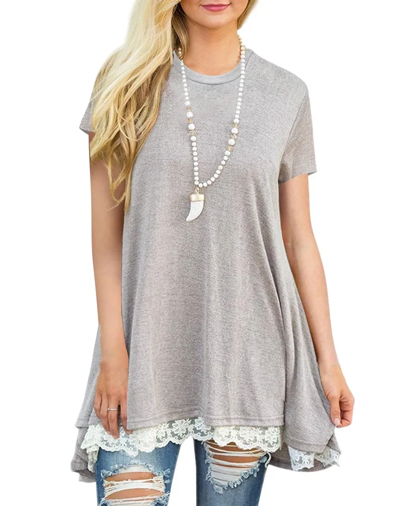 Женская свободная туника Hitmebox повседневная однотонная с коротким рукавом и