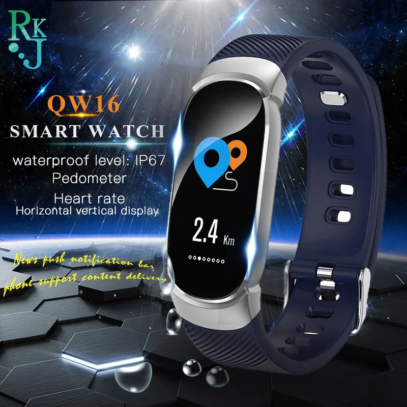 Смарт часы Rovtop qw16 с цветным экраном пульсометром фитнес