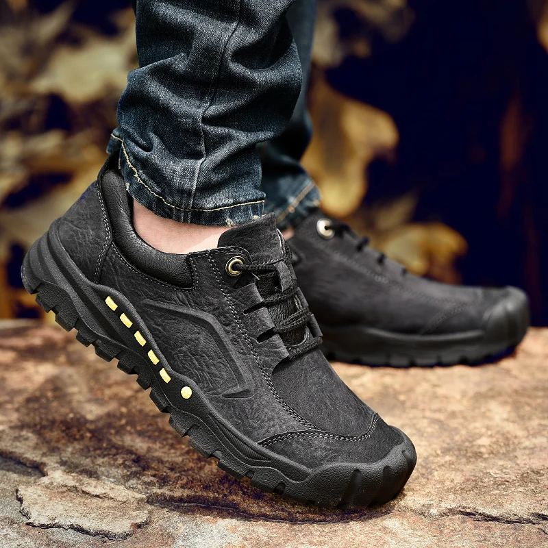 2019 new fashion men's shoes casual genuine leather cow lace up shoe man khaki brown black breathable comfortable for men | Обувь