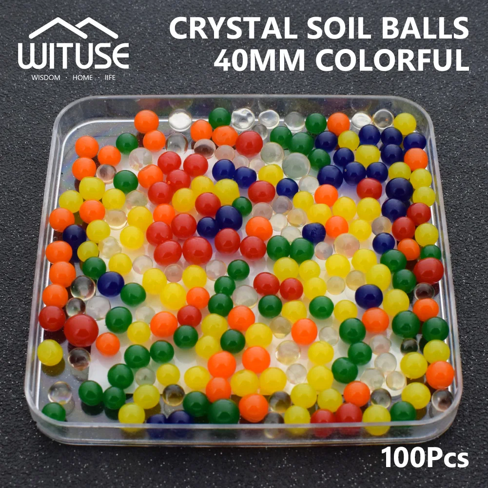 Colorful 100 шт. 40 мм жемчужная Форма Большая мягкая кристаллическая почва детская игрушка растут Водяные Шарики гидрогель гель водные бусины растение культивировать домашний декор - Цвет: Colorful