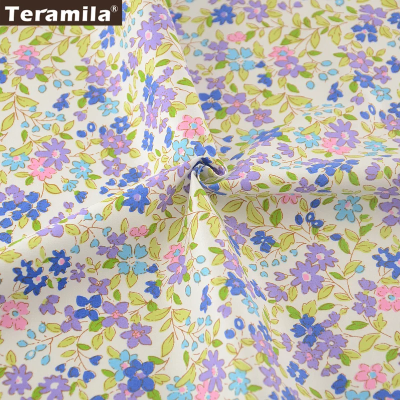 News 100% Cotton Fabric Twill Fat Quarter Purple and Blue Floral Designs Home Textile Material Patchwork Sewing Tecido | Дом и сад