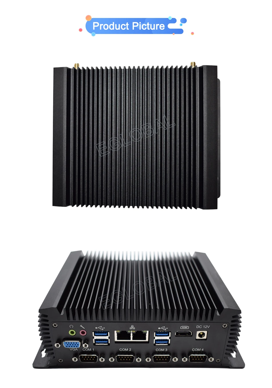 EGLOBAL безвентиляторный промышленный Мини ПК i7 4500U i5 Windows 10 Pro Linux PC 2* Intel lan 6* RS232/485 HDMI VGA 8* USB Wi-Fi, сторожевой 3g/4G