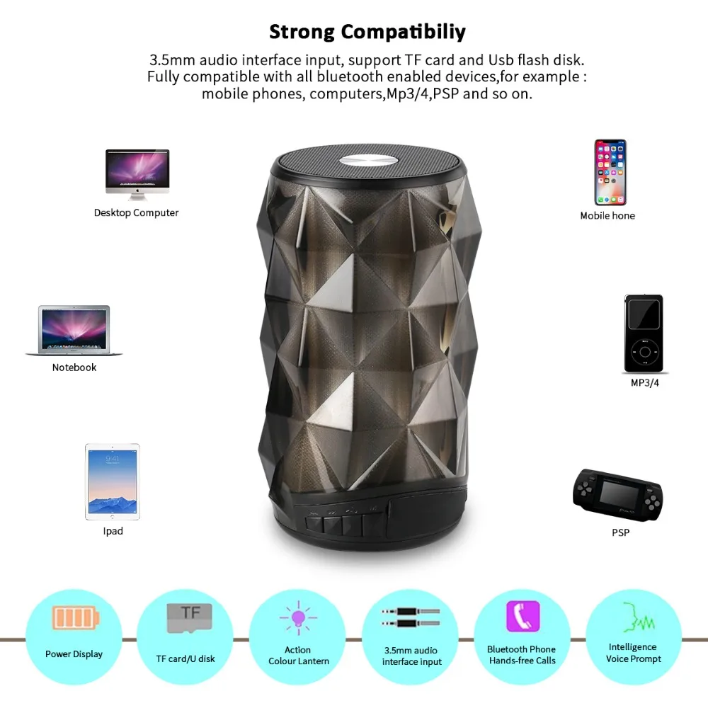 AMTERBEST T-2323A мини Беспроводной Динамик Bluetooth портативный стерео с микрофоном и