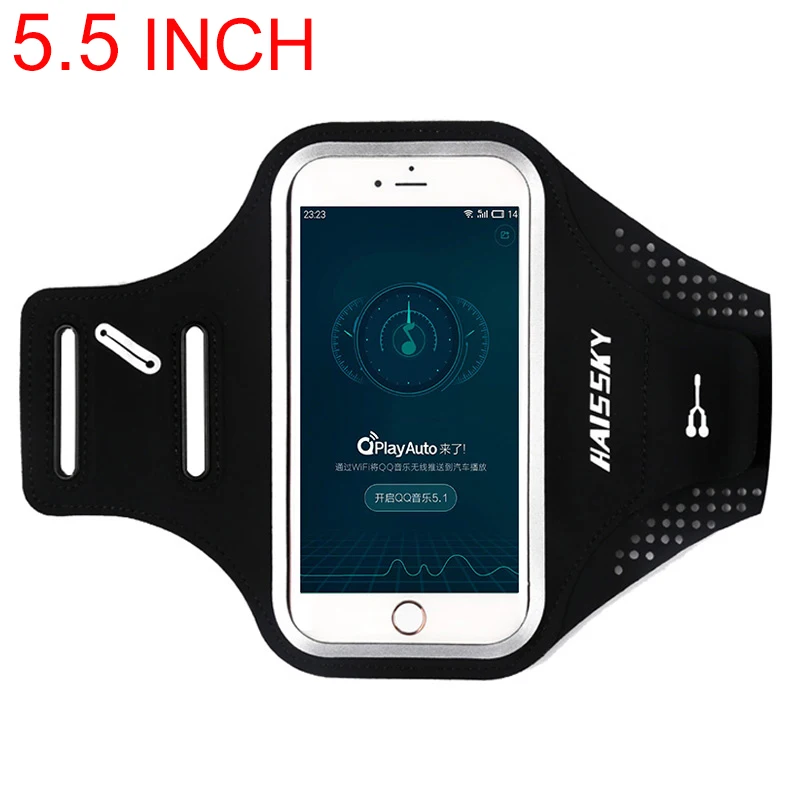 Larger Size Black Haissky спортивный чехол для телефона на руку держатель для мобильного телефона Brassard повязка на руку для iPhone X XR XS Max 7 6 Plus спортивная сумка на руку - Цвет: Larger Size Black