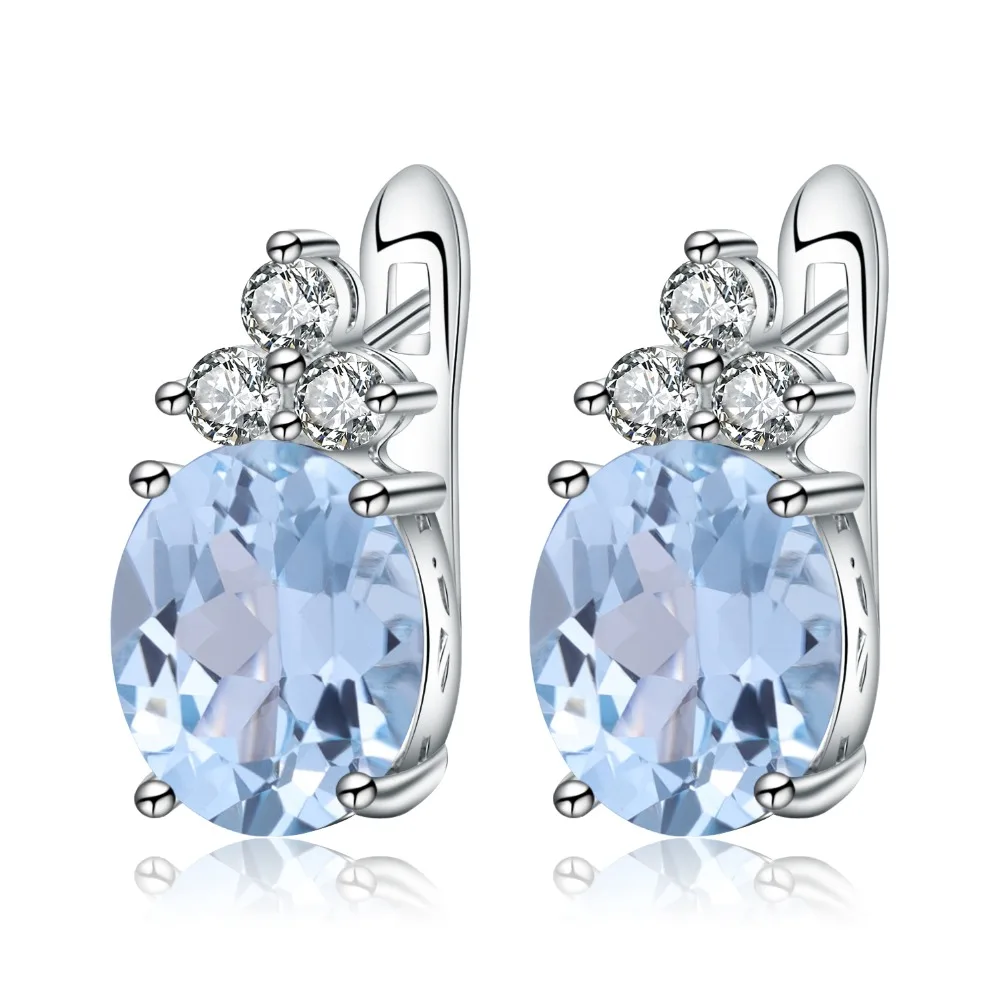 

GEM'S BALLET 925 Sterling Silver Stud Earrings Valentine's Day Gift 6.94Ct Natural Sky Blue Topaz Earrings for Women Jewelry