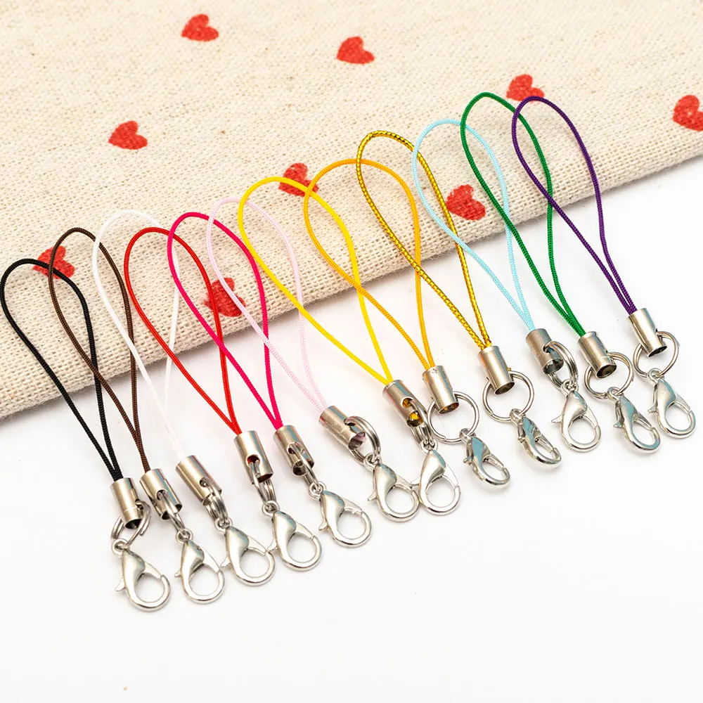 100pcs colorful double circle lobster clasp lanyard strap cord cell phone mobile craft pendant diy handmade materials free global shipping