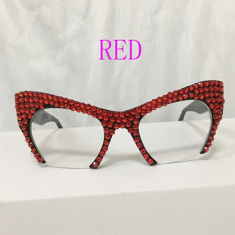 RED Новинка, роскошные женские солнцезащитные очки с кристаллами, стразы, кошачьи глаза, солнцезащитные очки для женщин, украшения, женские дизайнерские очки - Цвет линз: RED