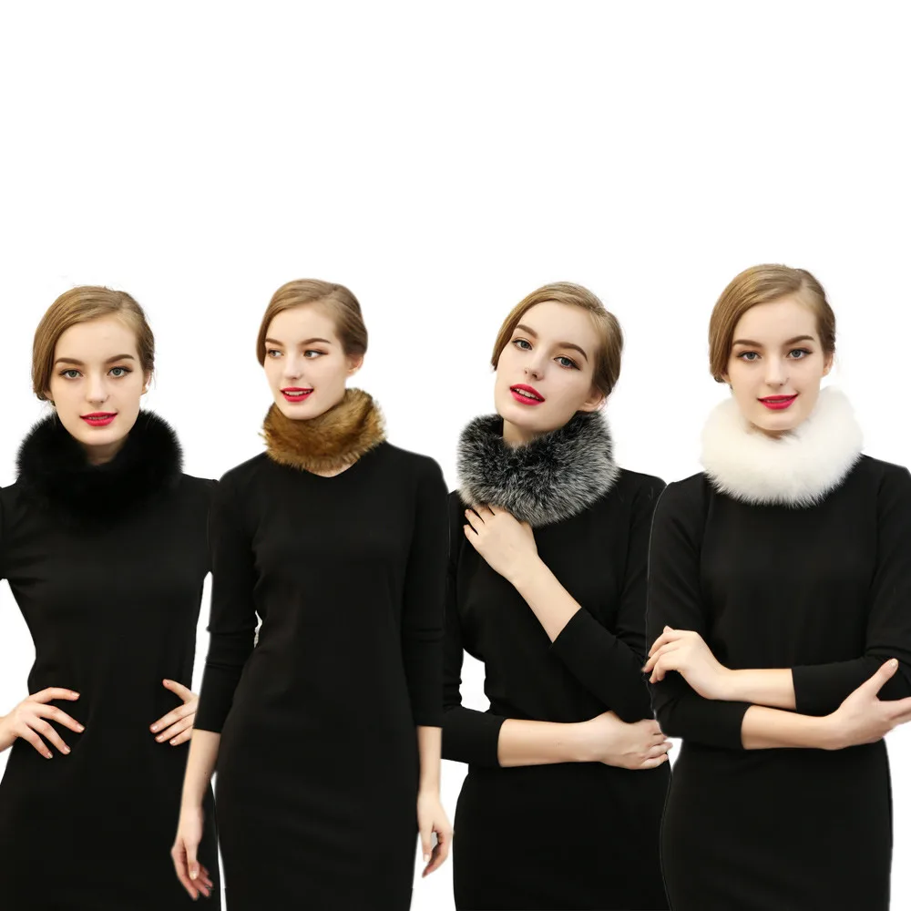 2017 женские Модные зима теплая искусственного лиса меховой воротник шарф леди HASP