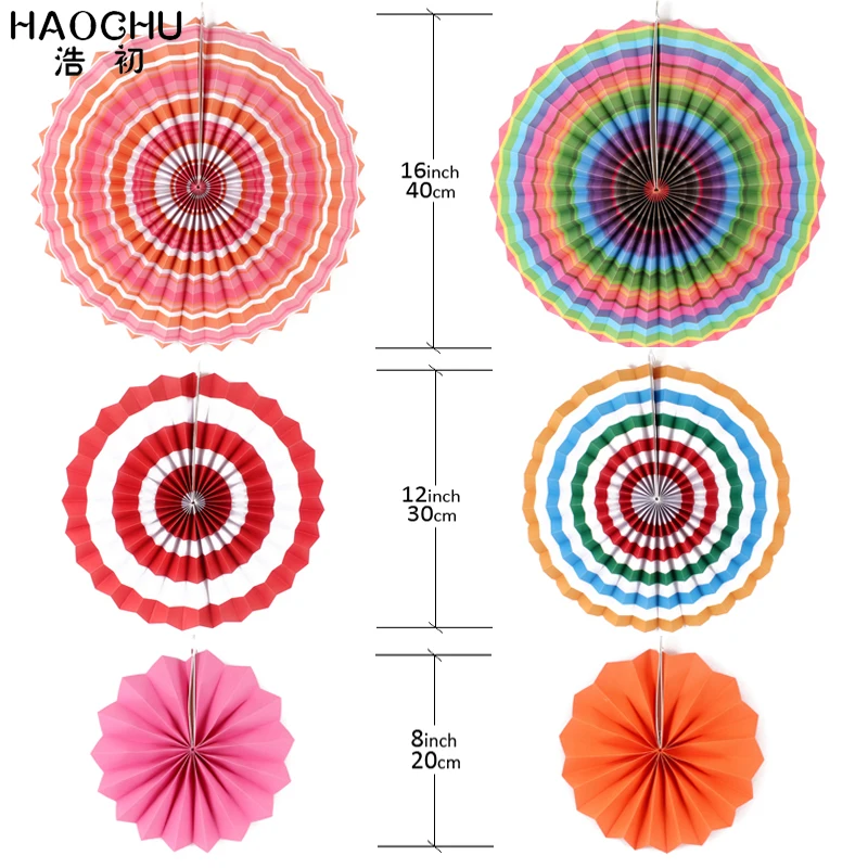 HAOCHU 6 шт./компл. DIY Свадебные аксессуары разных размеров бумажные веерные цветы