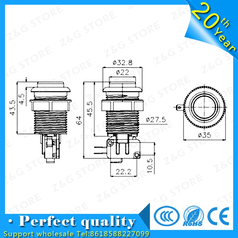 Z &amp G Новая аркадная Кнопка долговечная Многоадресная игра Jamma длинный