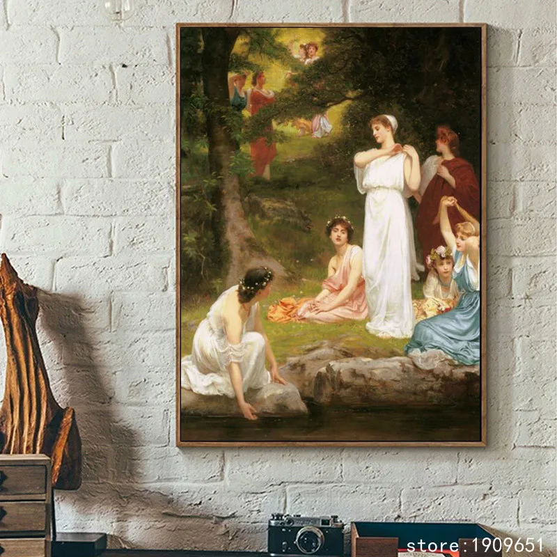 cotton no frame classical court figure girls landscape canvas printings oil painting printed on art decoration pictures | Дом и сад