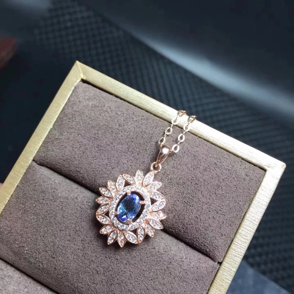 Настоящие 5*7 мм танзанитовые подвески из стерлингового серебра s925 пробы