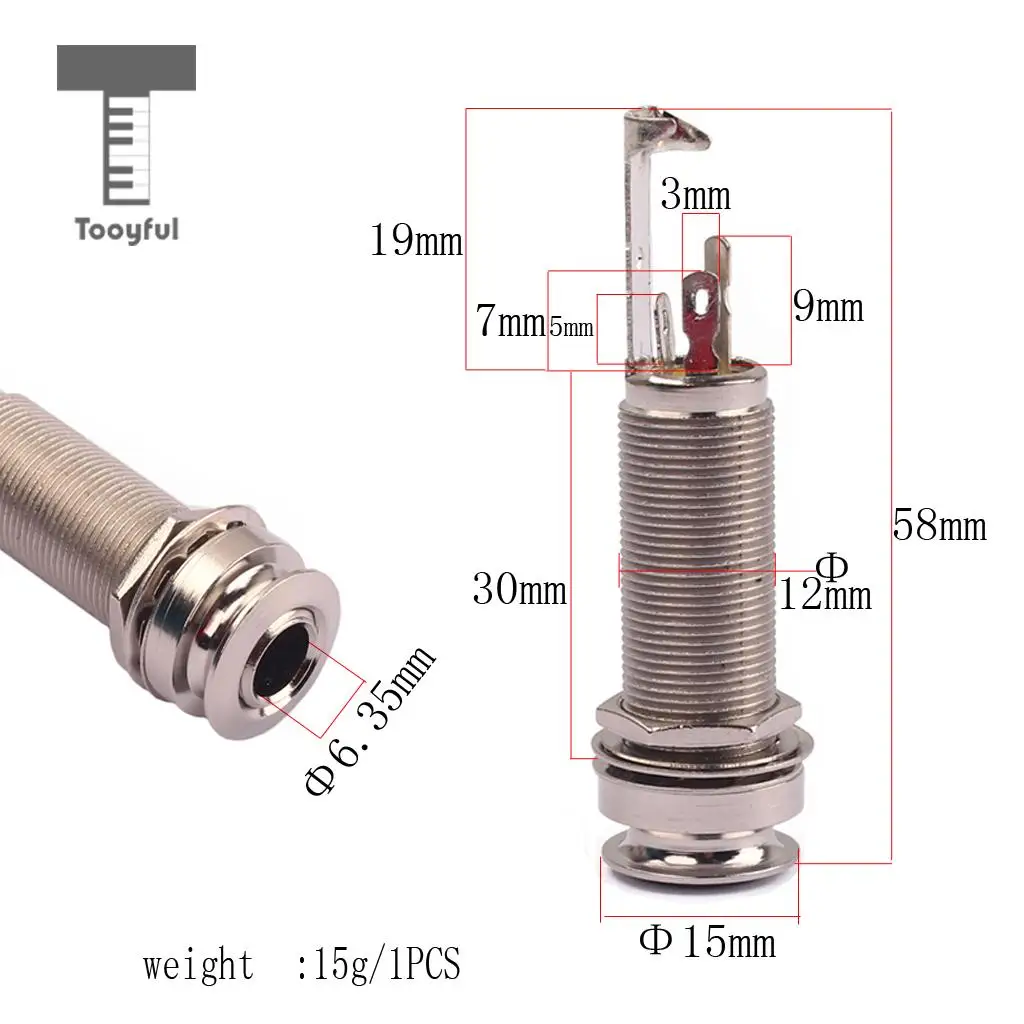 Фото Tooyful GT223 6,35 мм 1/4 ''латунный резьбовой цилиндрический концевой штырь стерео разъем выхода для электрической бас-гитара, мандолинист №5