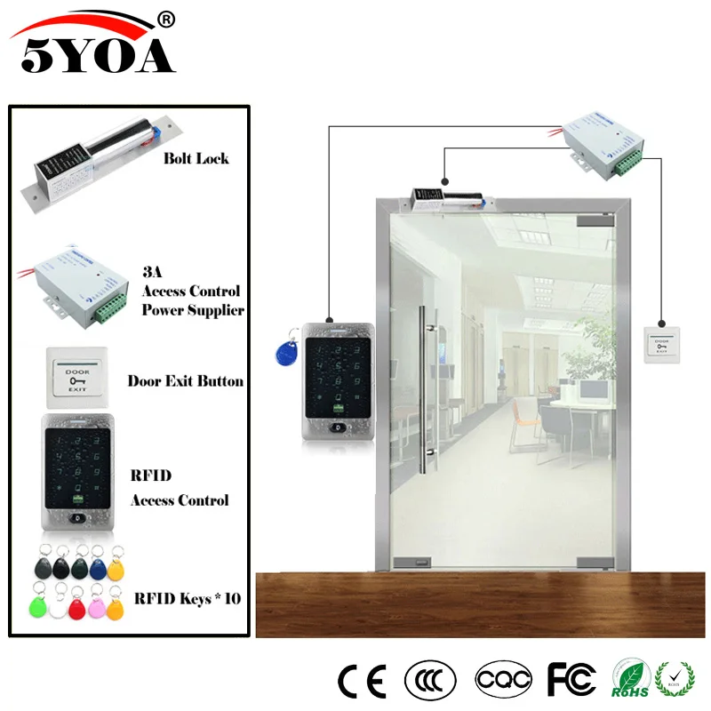 Система контроля доступа RFID комплект деревянных стекол дверной + Электрический