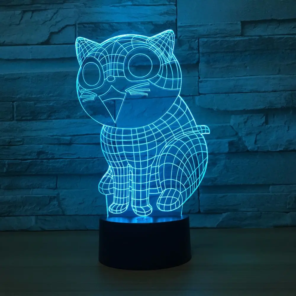 3d лампа с милым котом 7 цветов Светодиодные ночные лампы для детей сенсорный