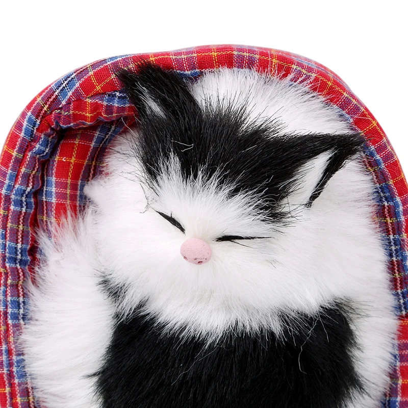 Детский любимый подарок на день рождения и Рождество Kawaii Имитационные, издающие звук спящие кошки плюшевые игрушки с гнездом