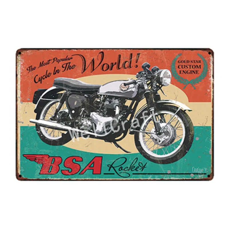 [WellCraft] Norton BSA металлические вывески настенный плакат доска мотор Фреска картина старинный Бар Паб Декор FG-211 - Цвет: SA 1814