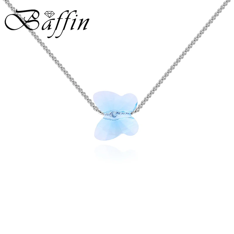BAFFIN Original Crystals From Swarovski Butterfly Bead Necklace Pendant For Women Girls Cute Jewelry Silver Color Chain Collars | Украшения