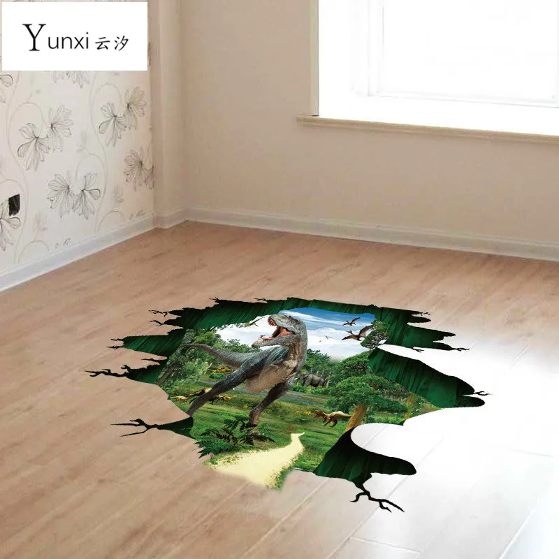Yunxi Новинка 2017 года 3D Динозавра Юрского парка Наклейки на стену для детской