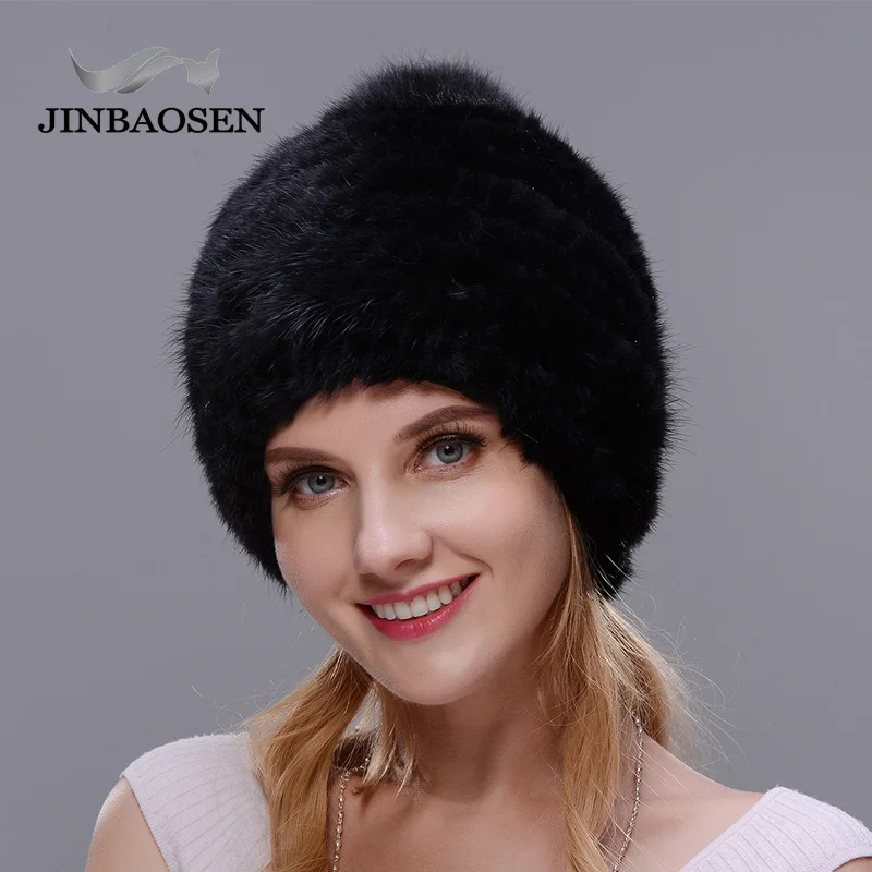Зимняя меховая шапка JINBAOSEN для подготовки к выдру спиральная женская вязаная из