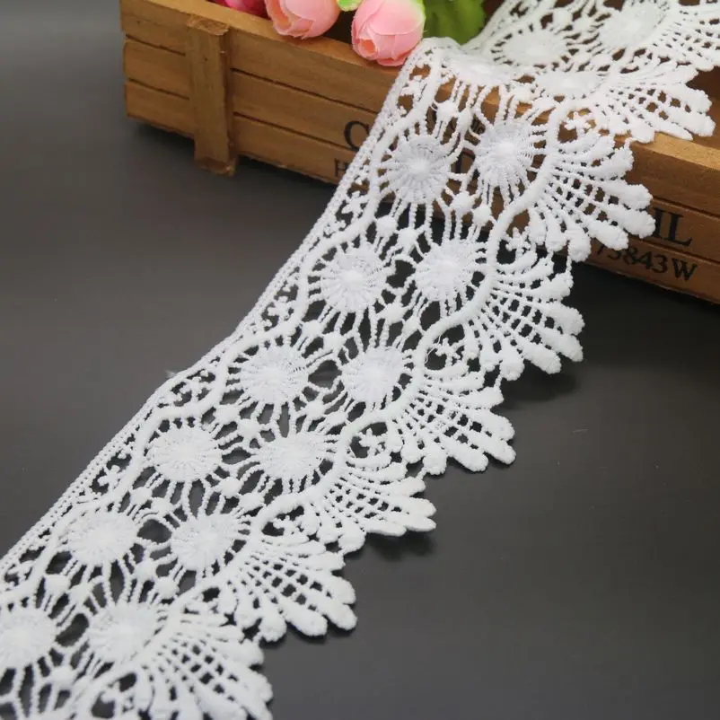 

Water soluble Lace fabric trimming high quality white color Garment accessories DIY handcrafts fashion home decoration L0174