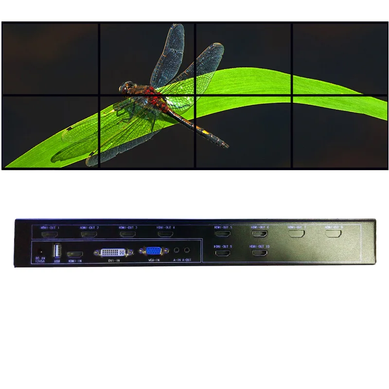 Настенный видеопроцессор 2x4 для настенных видеодисплеев hdmi dvi vga usb вход
