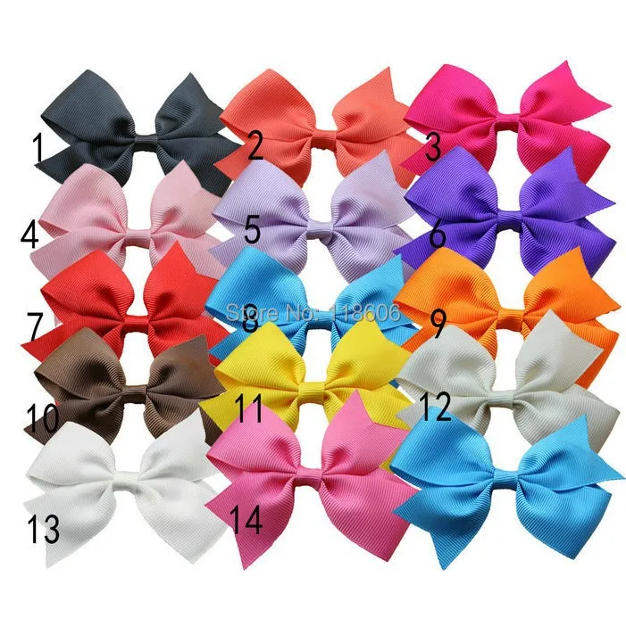 

100pcs Solid Grosgrain Pinwheel Pigtail Hair Bow Clips WholesaleFree Shipping
