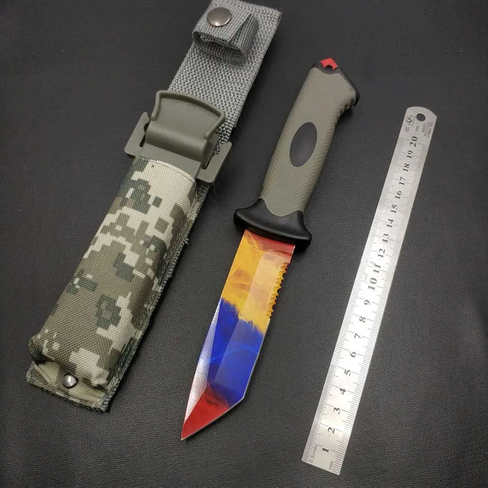 Doppler Swayboo CS GO Ursus нож тактические прямые охотничьи ножи фиксированное лезвие резиновый Походный нож допплер для выживания с оболочкой - Цвет: Doppler