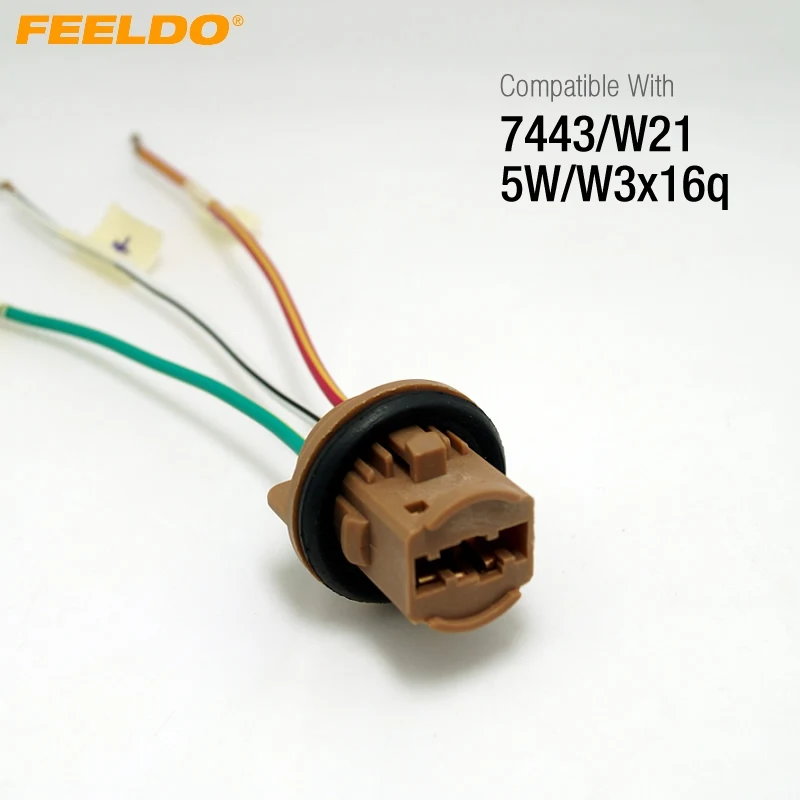 FEELDO 50 шт. автомобиля 7443/T20/W21/5W/W3x16q светодиодный лампы тормозного сигнала фонари