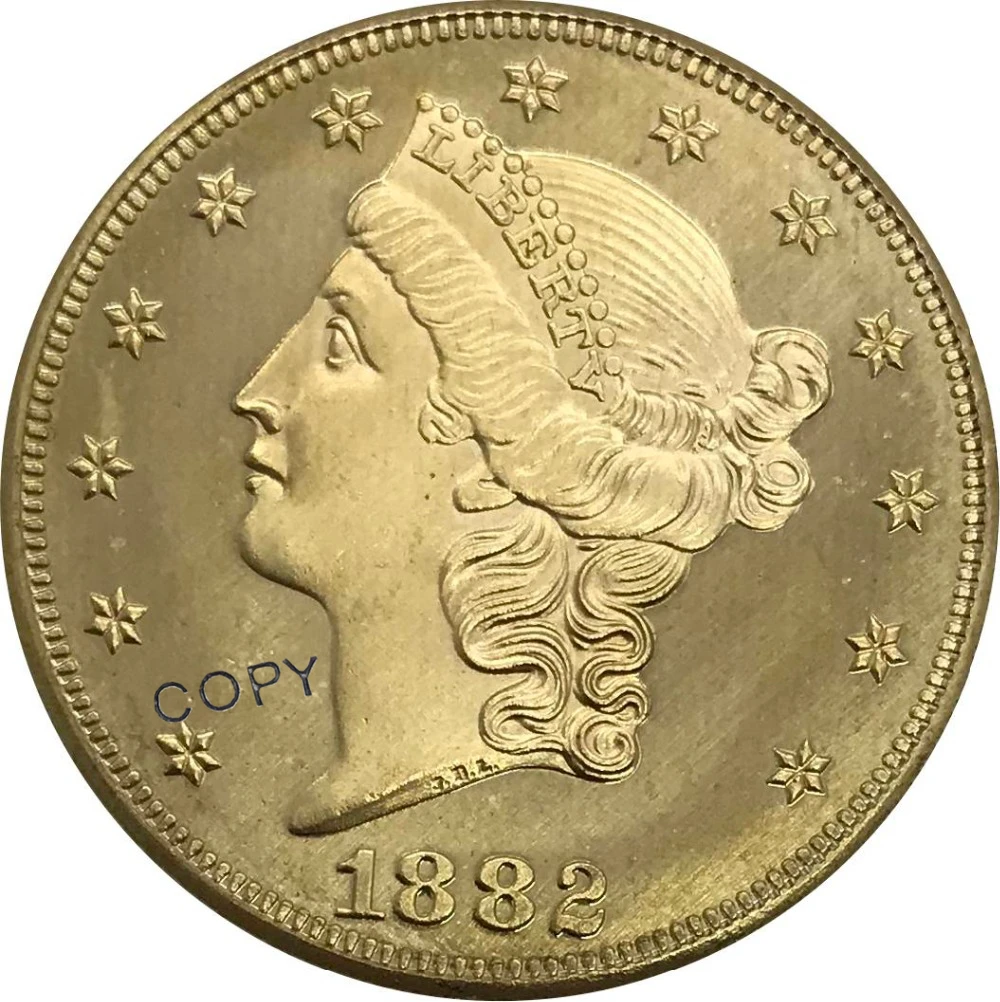 Коллекционные монеты 1882 года в США 20 дюймов долларов голова свободы двойной