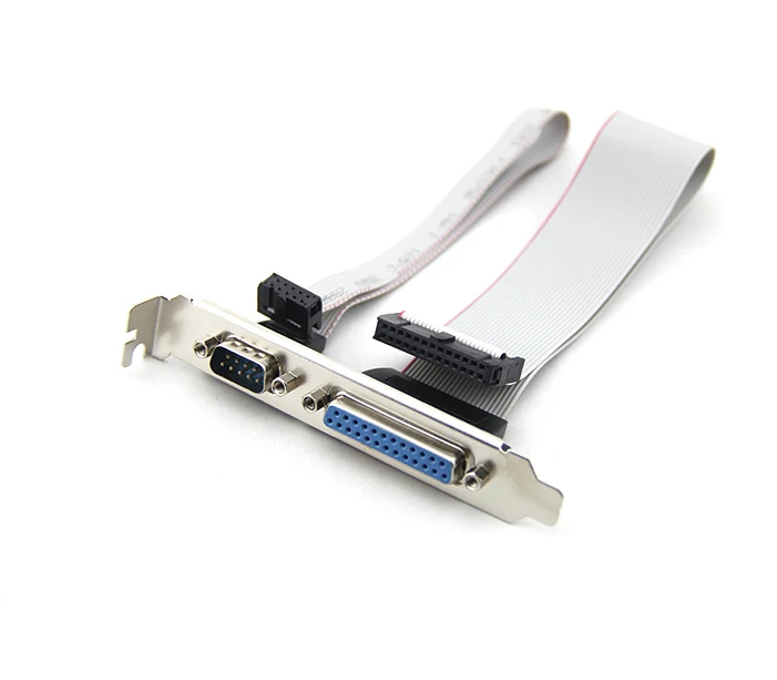 DB25 25Pin Parallel Port Printer LPT + RS-232 RS232 COM DB9 9Pin Serial Port Cable Cord Wire Bracket