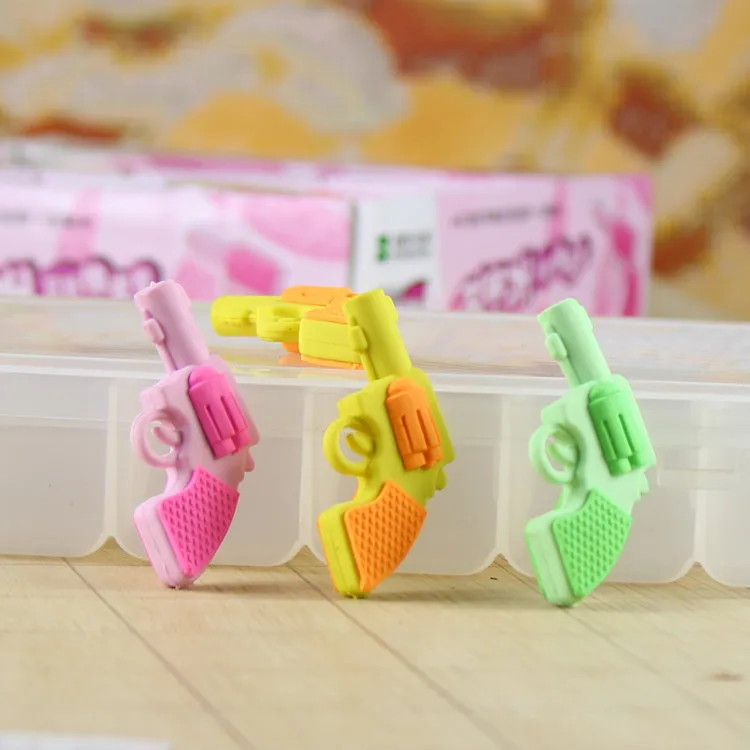 Freeshipping Милый маленький пистолет ластик творческих канцелярских мультфильм