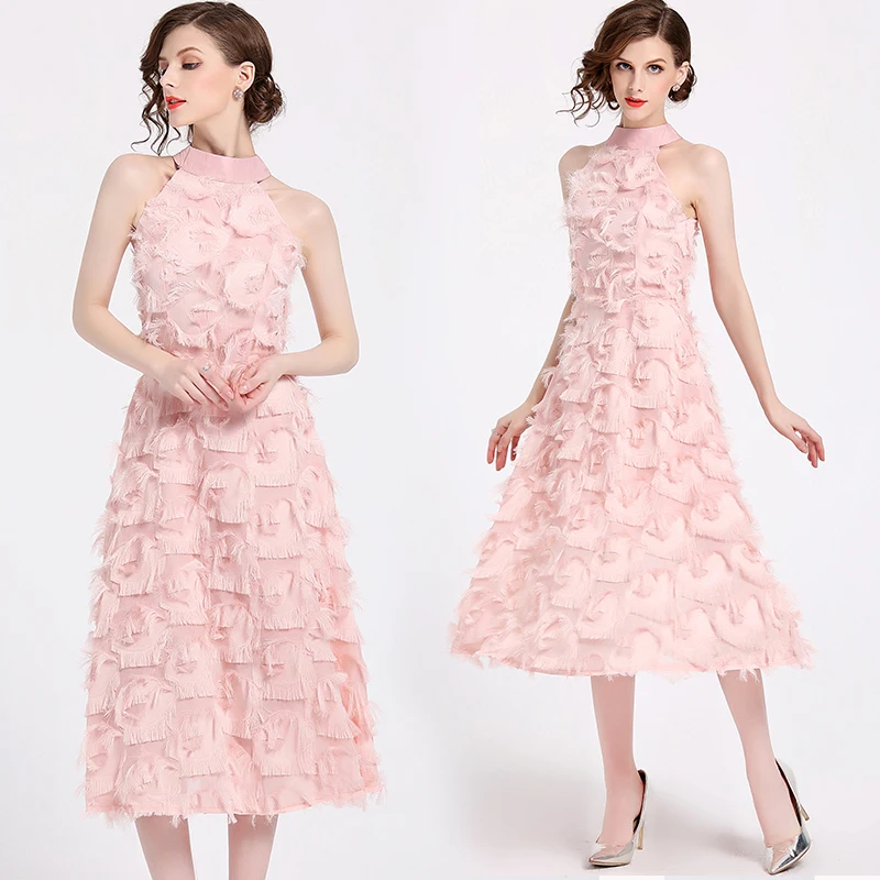 Высокое качество новая мода 2019 летнее платье Полосатое на бретельках пояс