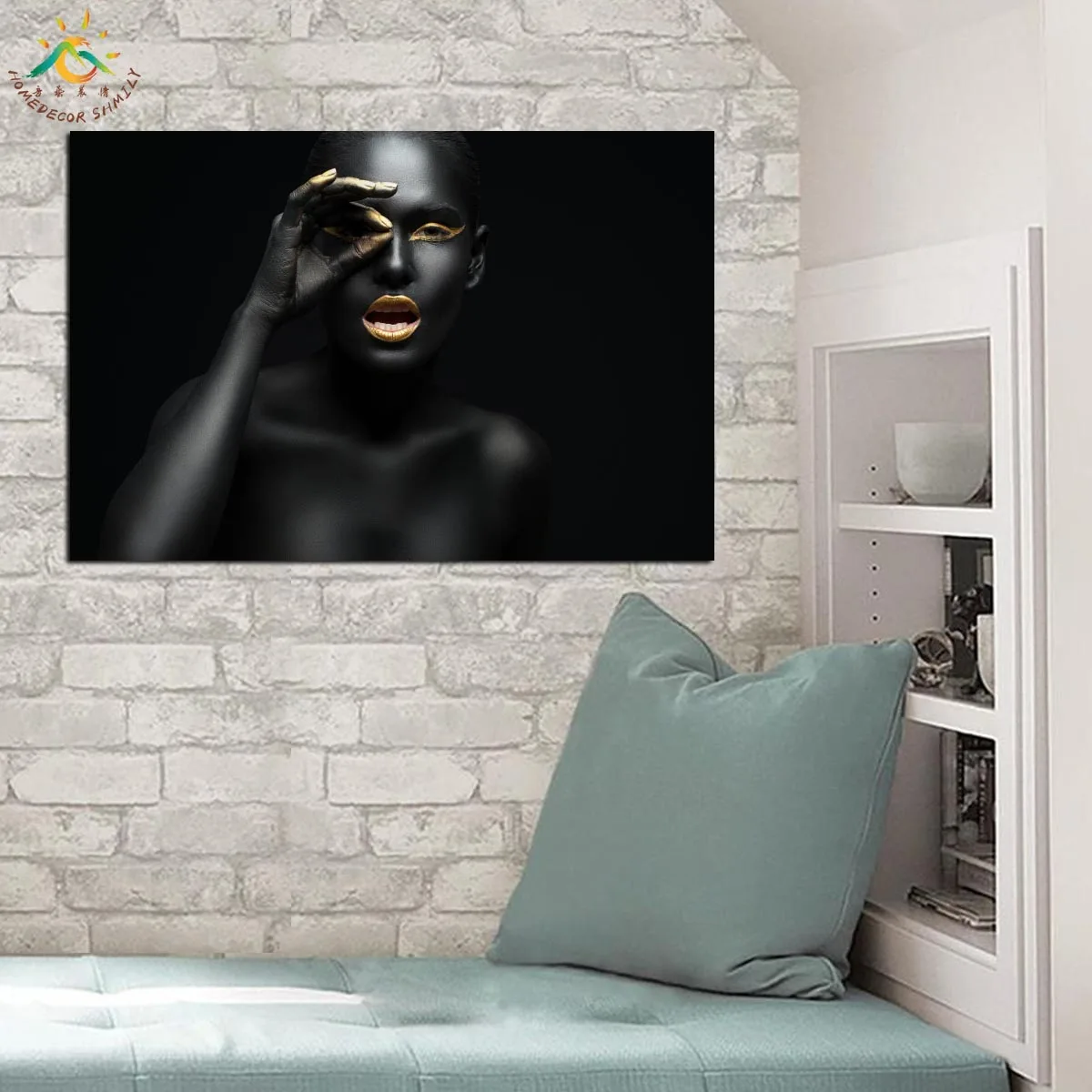 Модные черные Голдфингер девушка Wall Art Холст печати живопись старинные плакаты и