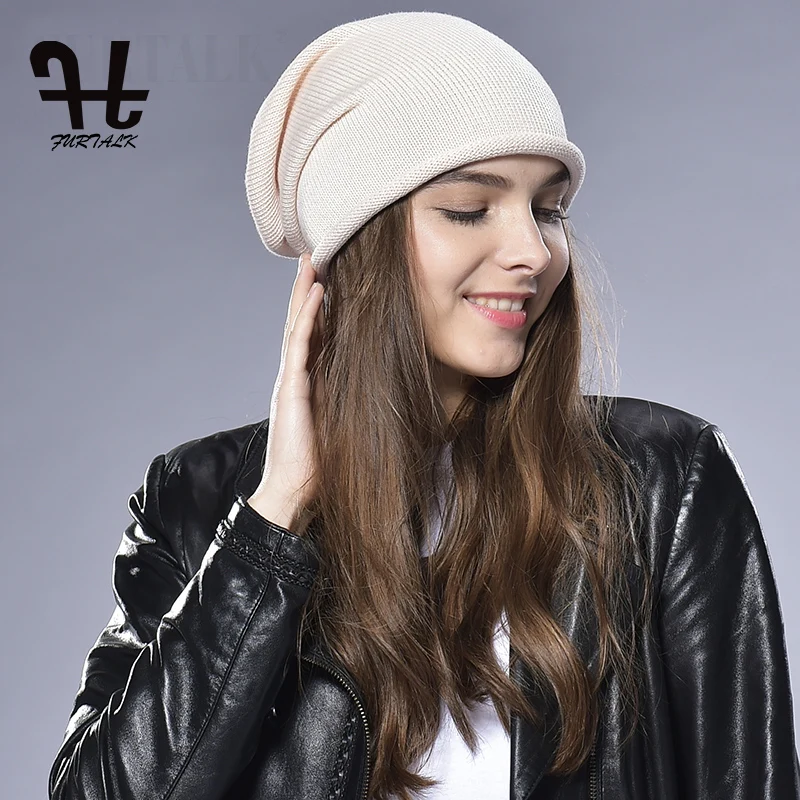 FURTALK Шерсть Девушку Весна Осень Женщины Hat вязание Шапочки Cap для Девочек