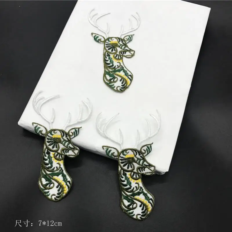 20pcs Restoring Ancient Ways Fashion Embroidery Deer Head Animal Decorative Clothing Diy Patches T Shirt/jeans Bloem Applique | Дом и сад