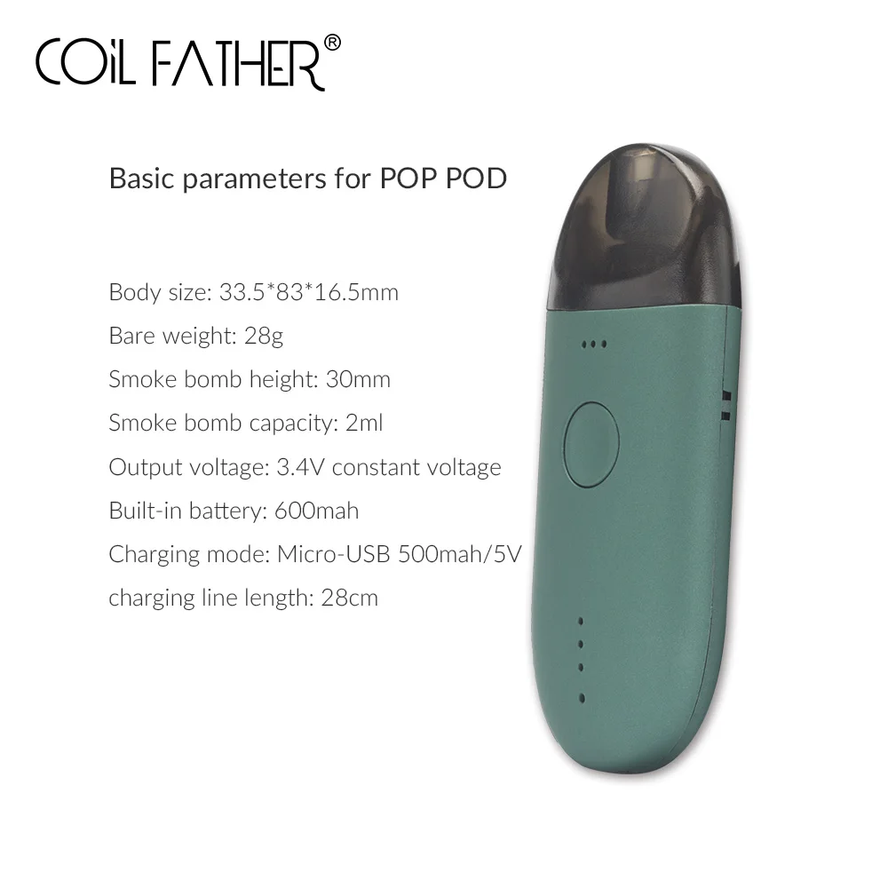 Катушка для отца поп POD стартовый комплект 600 мАч все в одном батарея Vape Pod система
