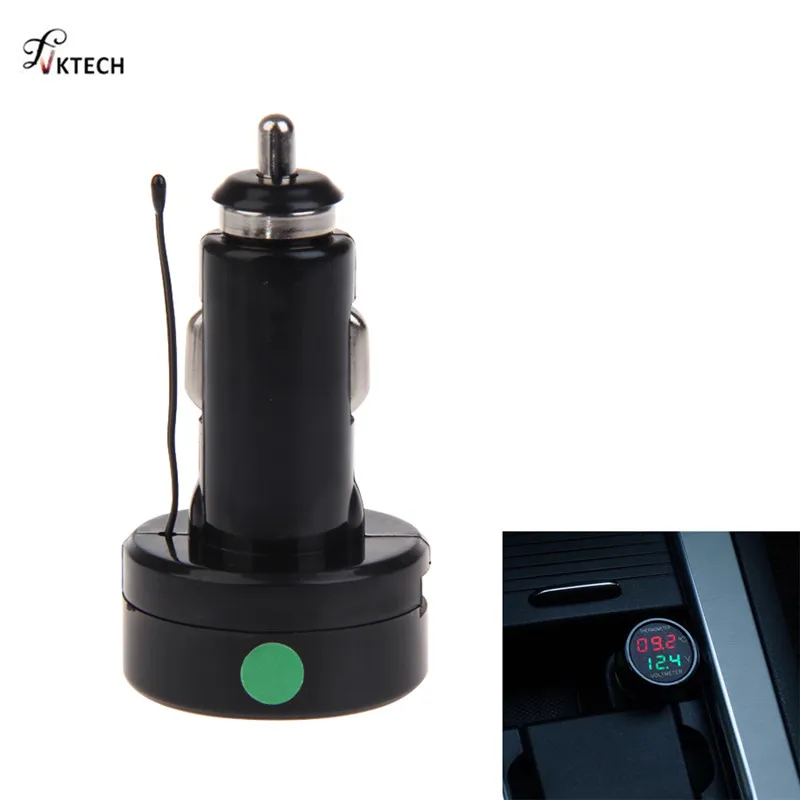 

Hot Sale 2 IN 1 Voltmeter Meter Car Battery Monitor Voltmeter Thermometer DF-01-TV Green Digital Display Car Voltmeter