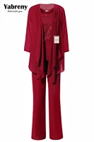 yabreny burgundy chiffon mother of bride pantsuit special occasion wear mt0017011 6