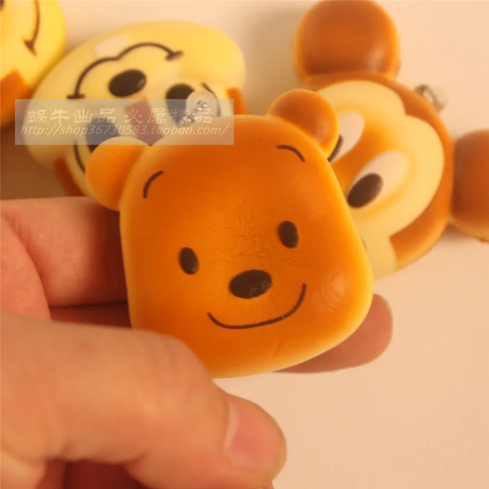 

Wholesale 60pcs/lot original 6cm kawaii soft scented squishy mickey bun squeeze toys for cell phone keys Straps squishies bread